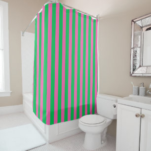 DIY Colors Vertical Stripe NL #0 Emerald Hot Pink Shower Curtain