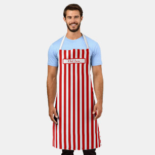 DIY Colors Vertical Stripe Red White Apron