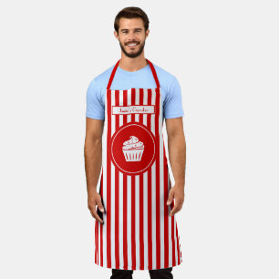 DIY Colors Vertical Stripe Red White Cupcake Baker Apron