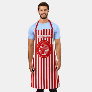 DIY Colors Vertical Stripe Red White Pastry Baker Apron