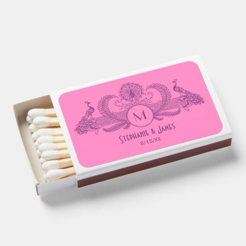 DIY Colors Vintage Peacocks Monogram SV Plum Pink Matchboxes
