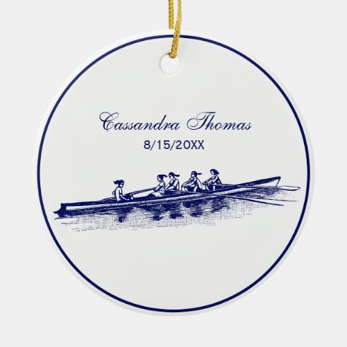 DIY Colors Women Rowing Rowers Crew Team Blue Ceramic Ornament