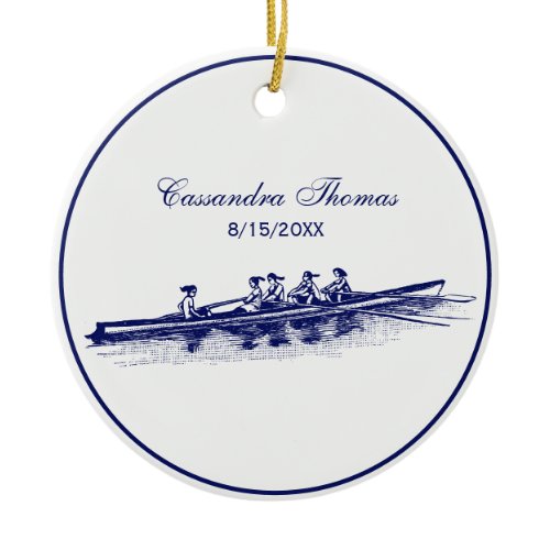 DIY Colors Women Rowing Rowers Crew Team Blue Ceramic Ornament