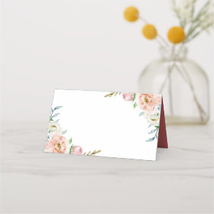DIY Coral Floral Boho Chic Watercolor Wedding Place Card