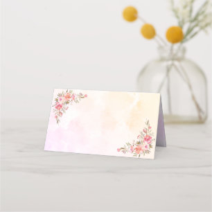 DIY Coral Watercolor Floral Wedding Place Card
