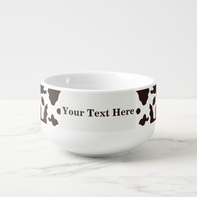 DIY Cow Print Soup Mug - Add Your Own Text (Front)