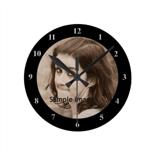 DIY Create Your Own Black  Personalized Photo Round Clock