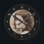 DIY Create Your Own Design | Personalized Photo Round Clock<br><div class="desc">Make your own photo clock- Create your own personalized photo keepsake- Perfect commemorative gift for special occasions and special events- Simple black style circle frame with silver look clock face numbers with personalized photo. Change the template photo to your favorite family photos, instagram photos, pictures of friends or pets! Personalize...</div>
