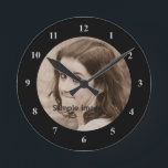 DIY Create Your Own Design | Personalized Photo Round Clock<br><div class="desc">Make your own photo clock- Create your own personalized photo keepsake- Perfect commemorative gift for special occasions and special events- Simple black style circle frame with silver look clock face numbers with personalized photo. Change the template photo to your favorite family photos, instagram photos, pictures of friends or pets! Personalize...</div>