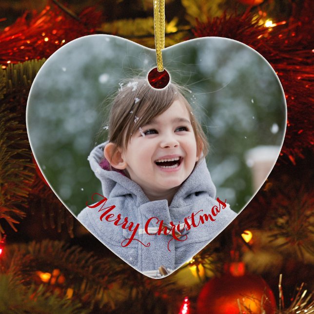 DIY Create Your Own Heart Photo Holiday Christmas Ceramic Ornament (DIY Create Your Own Heart Photo Holiday Christmas Ceramic Ornament)