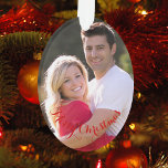 DIY Create Your Own Oval Photo Christmas Holiday Ornament<br><div class="desc">Create your own custom, personalized, beautiful elegant christmas red script / typography, oval shaped acrylic holiday christmas ornament. To customize, simply add your favorite family / couple / kids / pets / wedding photo to the front & the back, and type in your text / greetings / names / date...</div>