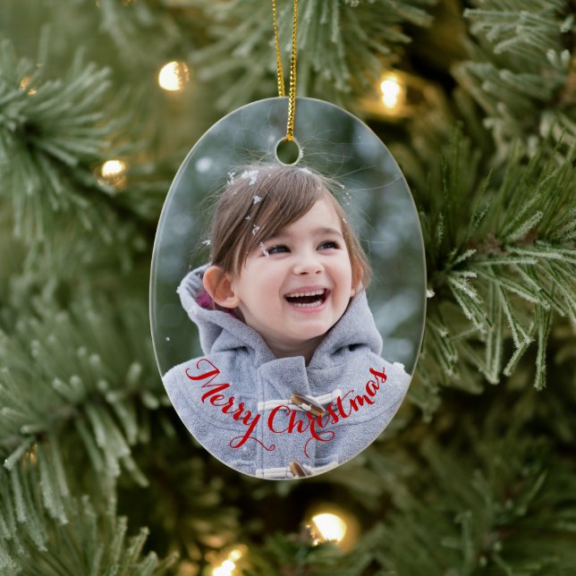 DIY Create Your Own Oval Photo Holiday Christmas Ceramic Ornament (Tree)