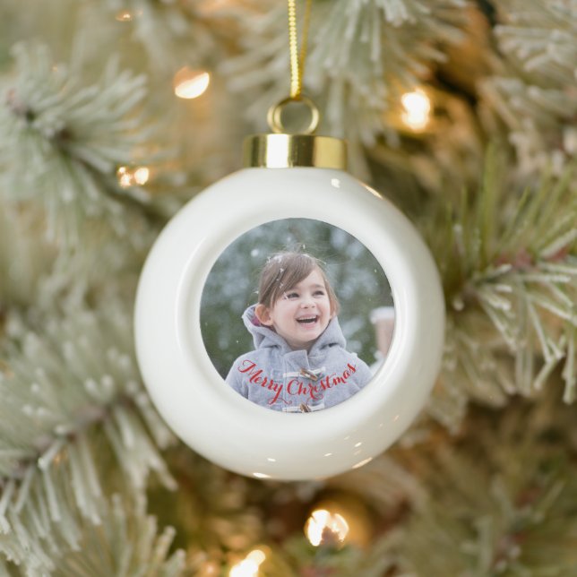 DIY Create Your Own Personalized Photo Holiday Ceramic Ball Christmas Ornament (Tree)