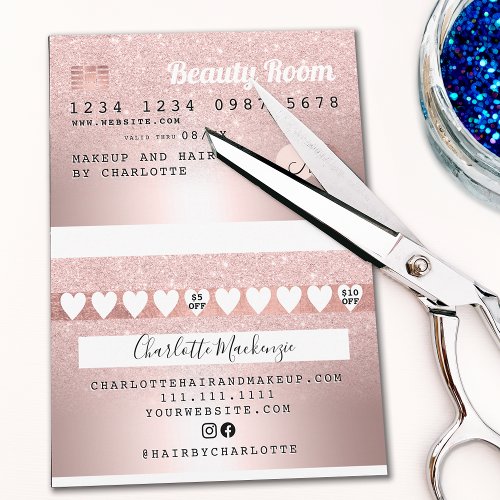 DIY Credit card rose gold metallic glitter loyalty