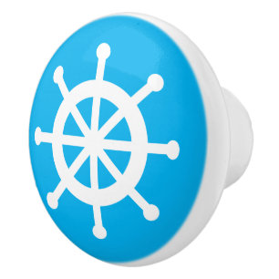 DIY Custom Color Blue and White Ship Wheel A13 Ceramic Knob