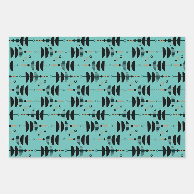 DIY - CUSTOM COLOR - Mid-Century Modern  Wrapping Paper Sheets (Front)