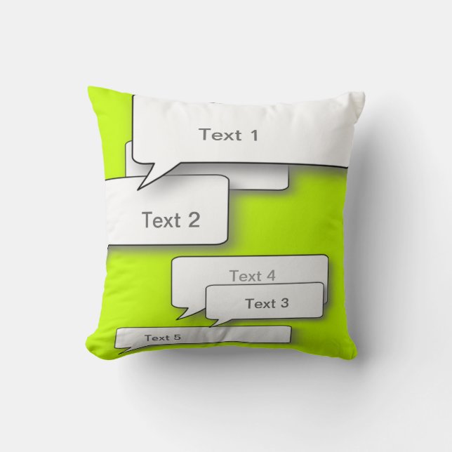 DIY CUSTOM DIALOGUE CUSHION, NEON Speech bubble Throw Pillow (Front)