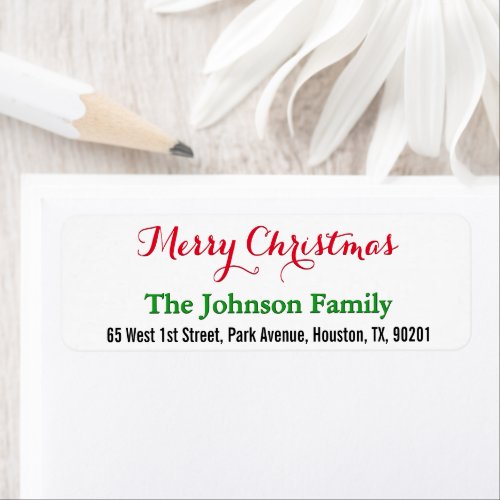 DIY Custom Elegant Merry Christmas Return Address Label