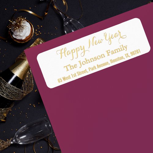DIY Custom Faux Gold Happy New Year Return Address Label