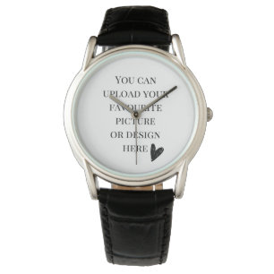 DIY, Custom Men's Crown Protector Black Leather Watch