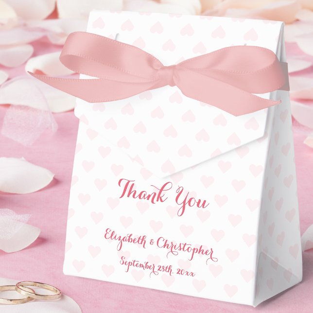 DIY Custom Personalized Elegant Script Pink Hearts Favor Boxes (DIY Custom Personalized Elegant Script Pink Hearts Favor Boxes)