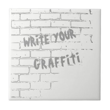 Diy Customizable Graffiti On A White Wall Ceramic Tile by myMegaStore at Zazzle