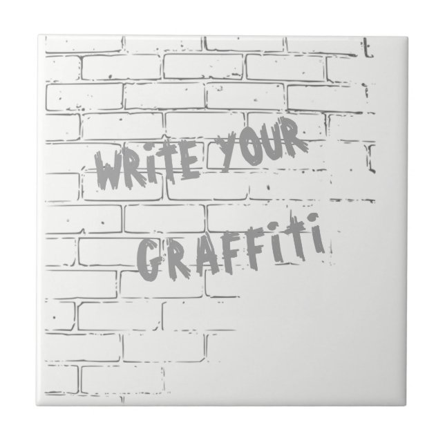 DIY CUSTOMIZABLE GRAFFITI ON A WHITE WALL CERAMIC TILE (Front)
