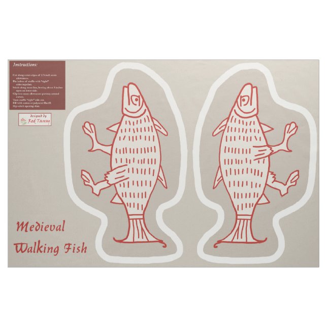 DIY Cut & Sew Medieval Walking Fish Fabric (Yard)
