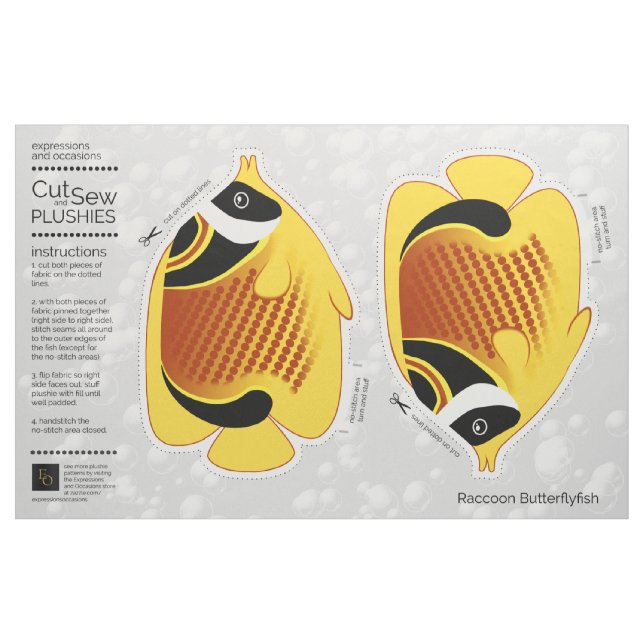 DIY Cut & Sew Plush Halfmoon Butterflyfish Fabric (Fat Quarter)
