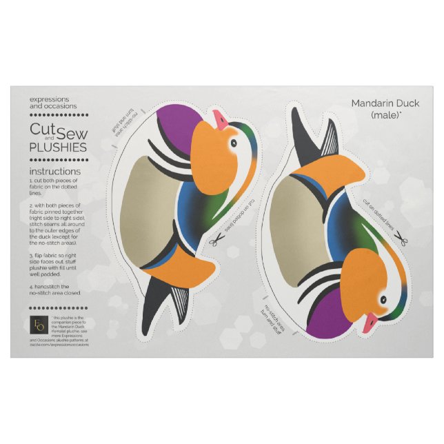 DIY Cut & Sew Plush Male Mandarin Duck Fabric (Fat Quarter)