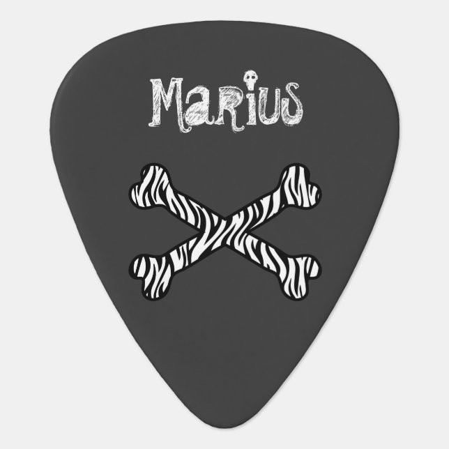 DIY Design Your Own Custom Name Crossbones V01 Guitar Pick (Front)