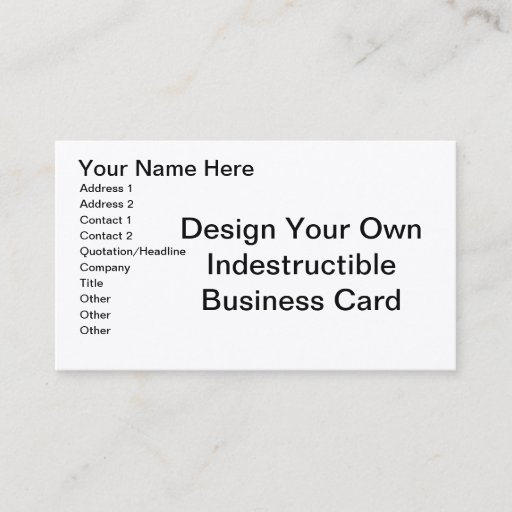 Customizable DIY - Design Your Own Indestructible Business Card Template