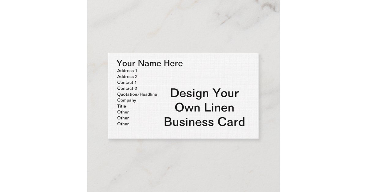 DIY Design Your Own Linen Business Card Zazzle