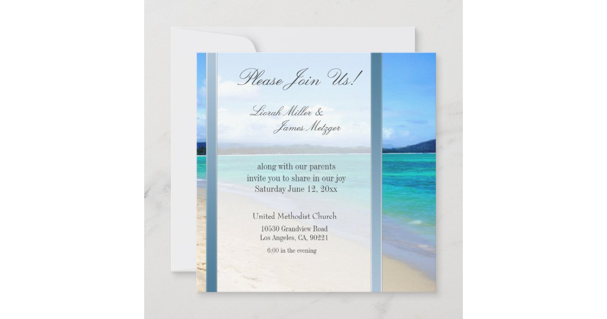 DIY Destination Beach wedding invitation template Zazzle