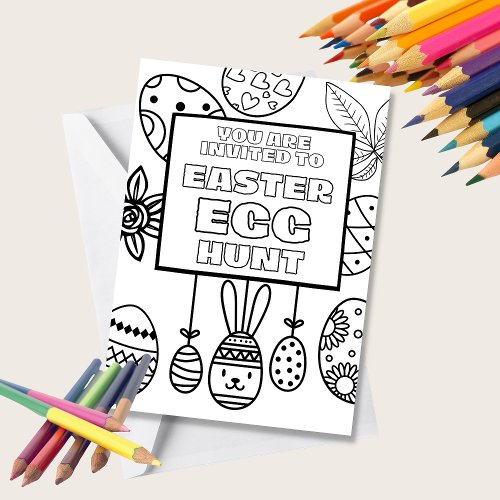 DIY Easter Egg Hunt Invitation Coloring Card