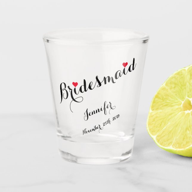 DIY Elegant Bridesmaid Bachelorette Wedding Party Shot Glass (Front)