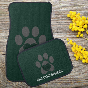 DIY Elegant Large Dog Paw Print Classic Green Grey Car Floor Mat