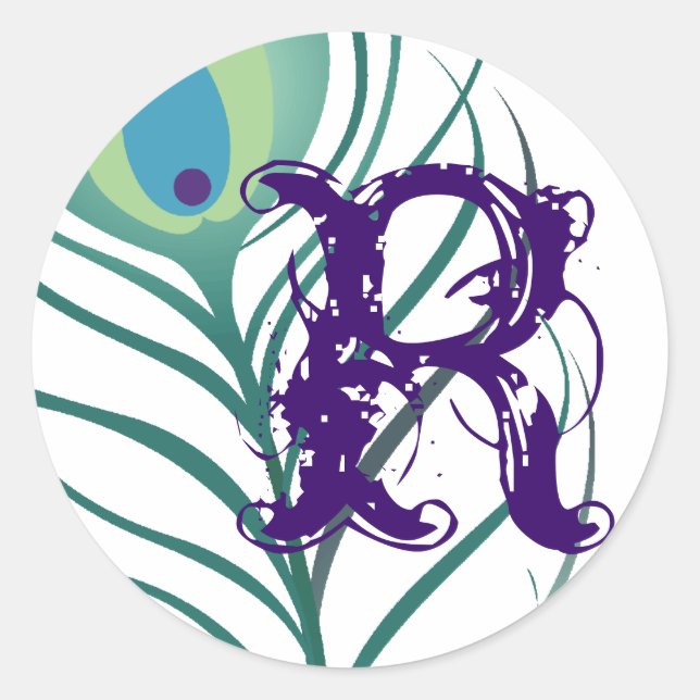 DIY Elegant Peacock Feather Classic Round Sticker (Front)