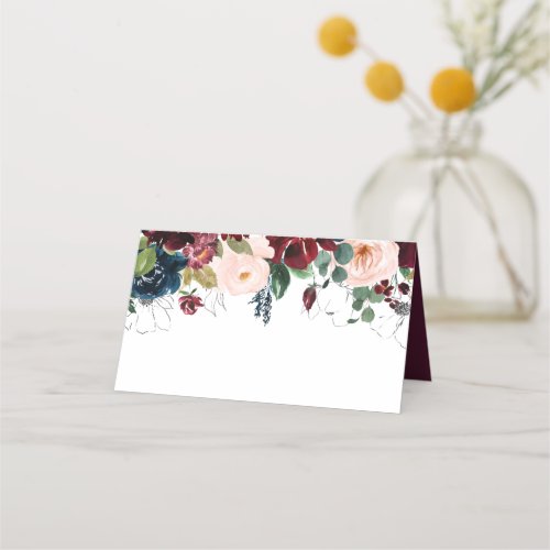 DIY Embrace Florals Wedding | Burgundy Navy Blue Place Card