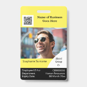 DIY Employee ID card yellow black white Badge