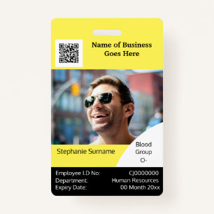 DIY Employee ID card yellow black white Badge