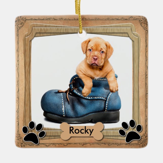 DIY Family Pet Photo Ceramic Ornament (Front)
