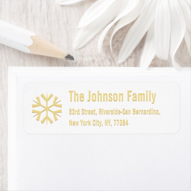 DIY Faux Gold Snowflake Christmas Holiday Address Label (Insitu)