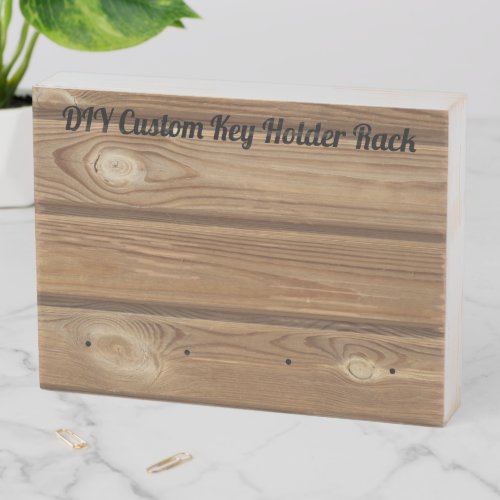 DIY Four Place Decorative Key Hook Brown Panel Wooden Box Sign