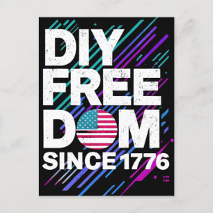 DIY Freedom Since 1776" Text-Based Design Postcard