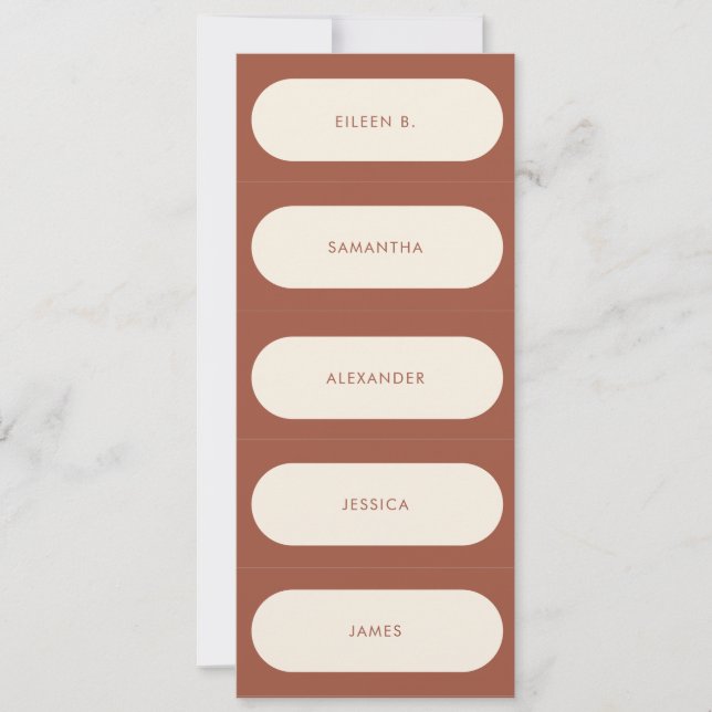 DIY Geometric Arch Terracotta Wedding Place Cards (Front)