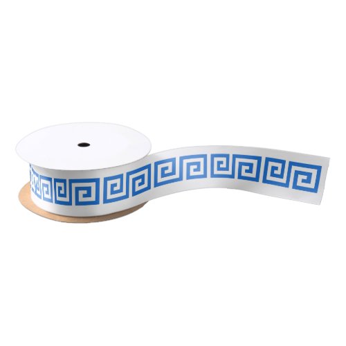 DIY Greek Key S  Background Color _ Blue White Satin Ribbon