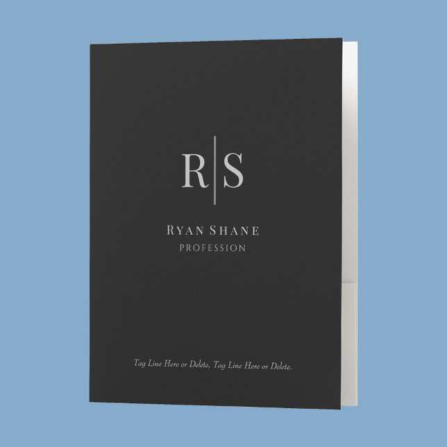 DIY Grey Initials, Business Name, Promo Black/Grey Pocket Folder (Creator Uploaded)