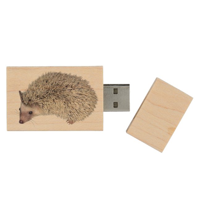 DIY Hedgehog wood flash stick Wood USB Flash Drive (Opened)