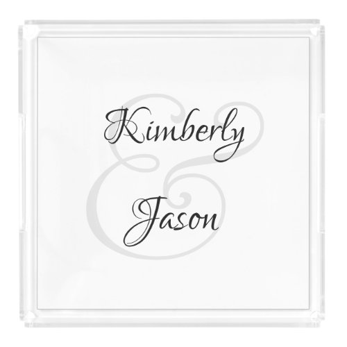 DIY His  Her Script Names Black  Grey Acrylic Tray